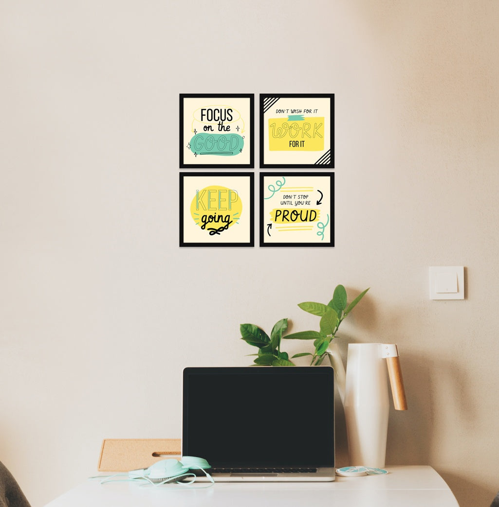Focus on the Good Motivational Quote Wall Frames, Inspirational, Set of 4, AXS4-10x10-124 ArtX