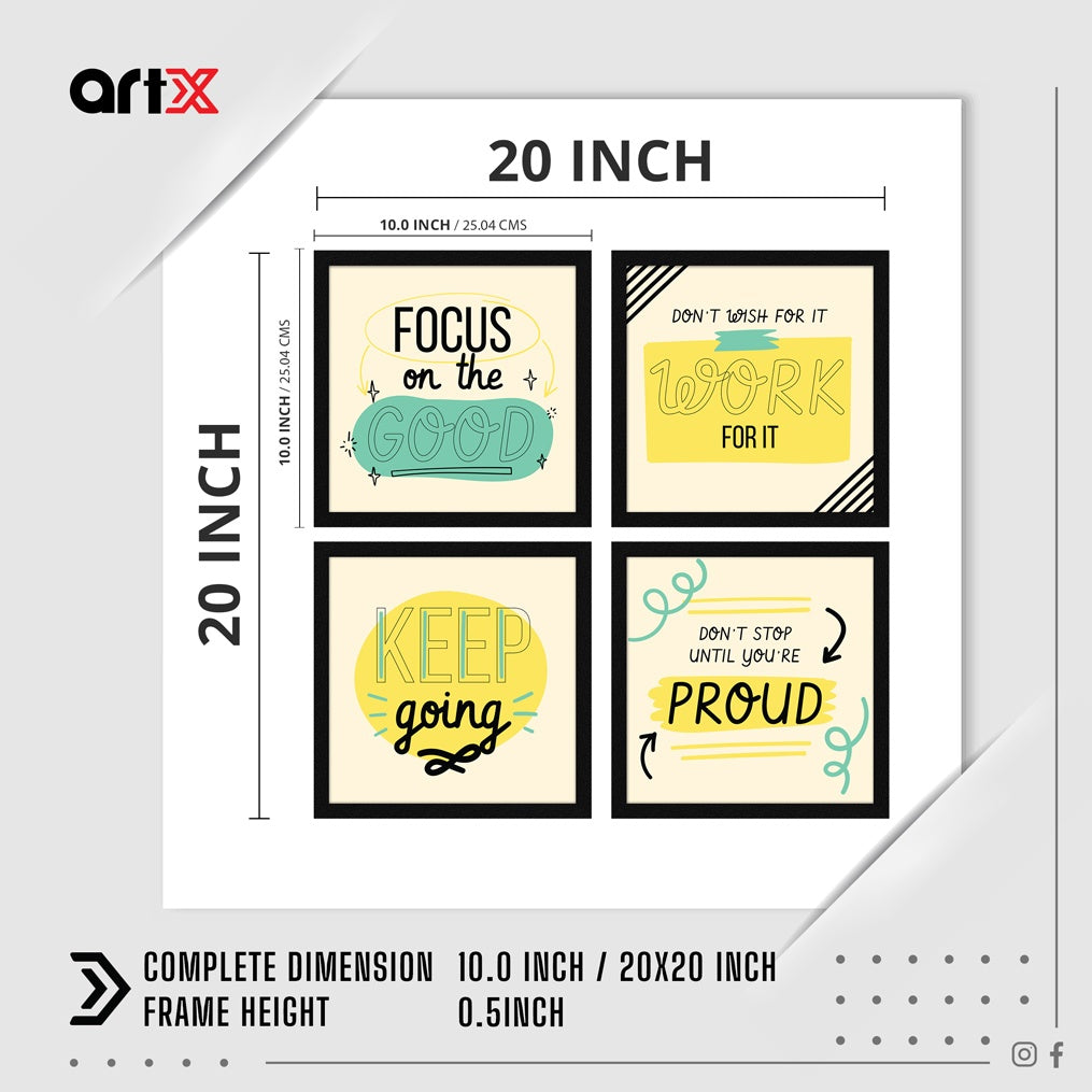 Focus on the Good Motivational Quote Wall Frames, Inspirational, Set of 4, AXS4-10x10-124 ArtX