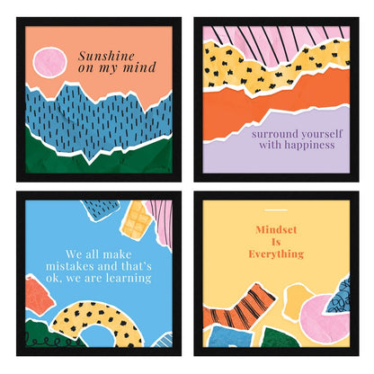 Abstract Art Motivational Quote Wall Frames, Inspirational, Set of 4, AXS4-10x10-125