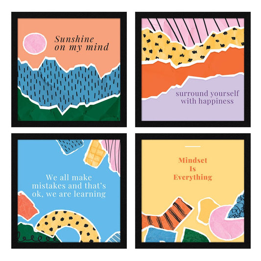 Abstract Art Motivational Quote Wall Frames, Inspirational, Set of 4, AXS4-10x10-125