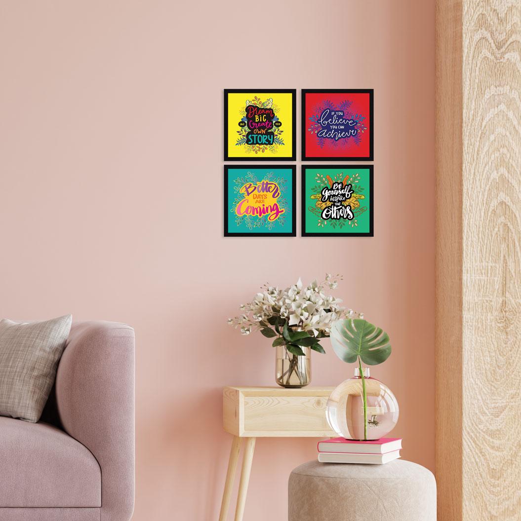 Dream Big Motivational Quote Wall Frames, Inspirational, Set of 4, AXS4-10x10-127