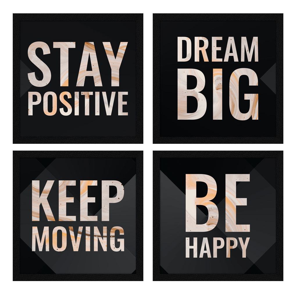 Stay Positive Motivational Quote Wall Frames, Inspirational, Set of 4, AXS4-10x10-128