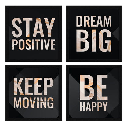 Stay Positive Motivational Quote Wall Frames, Inspirational, Set of 4, AXS4-10x10-128