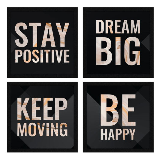 Stay Positive Motivational Quote Wall Frames, Inspirational, Set of 4, AXS4-10x10-128