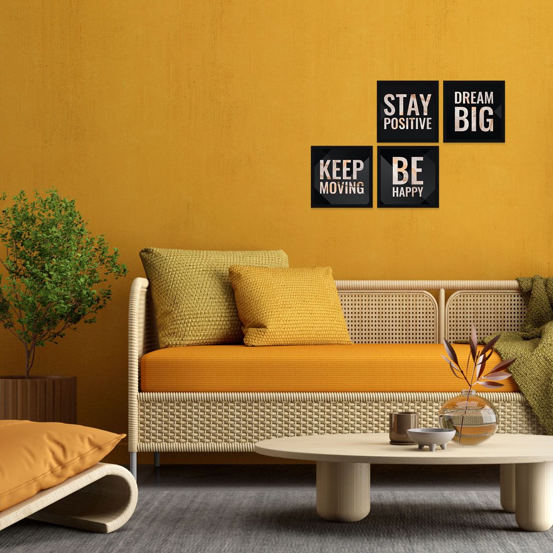 Stay Positive Motivational Quote Wall Frames, Inspirational, Set of 4, AXS4-10x10-128