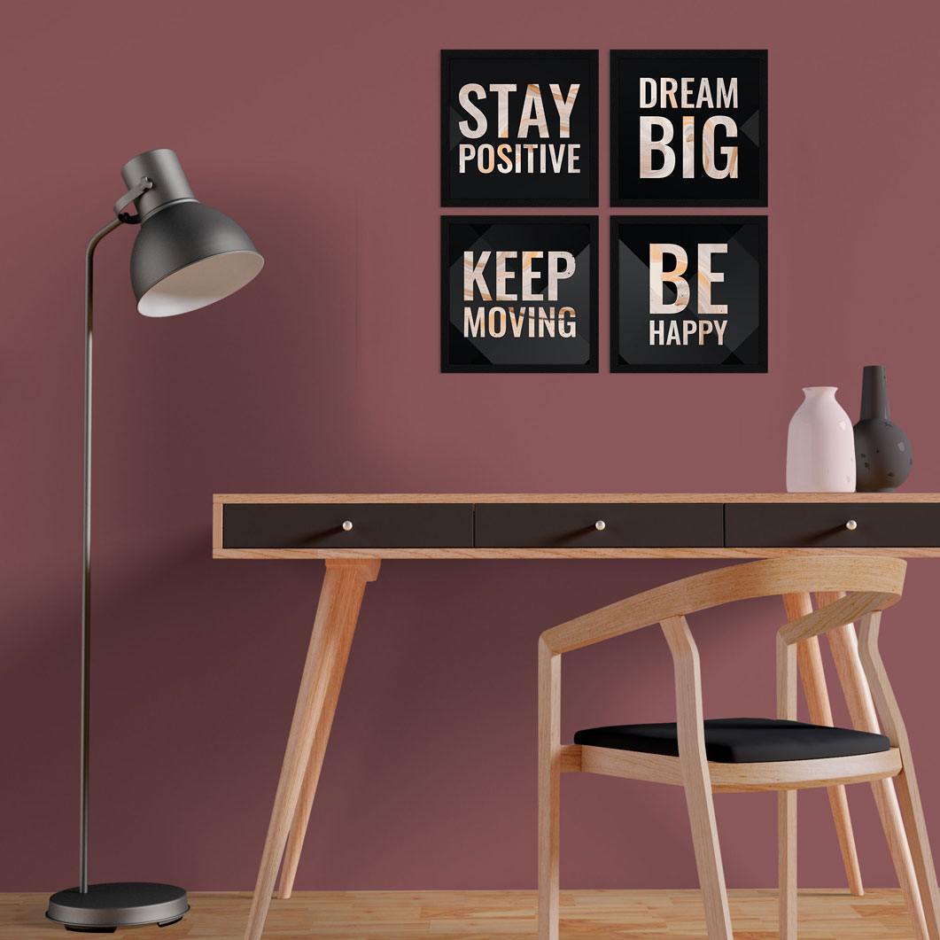Stay Positive Motivational Quote Wall Frames, Inspirational, Set of 4, AXS4-10x10-128