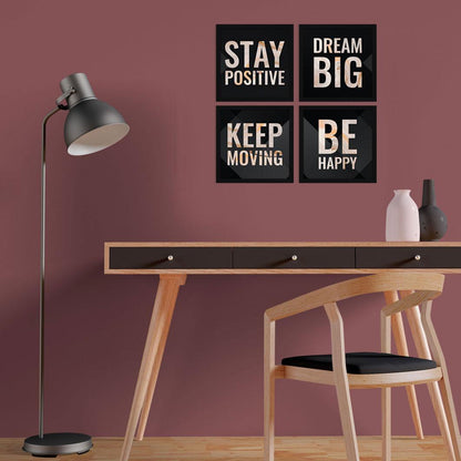 Stay Positive Motivational Quote Wall Frames, Inspirational, Set of 4, AXS4-10x10-128