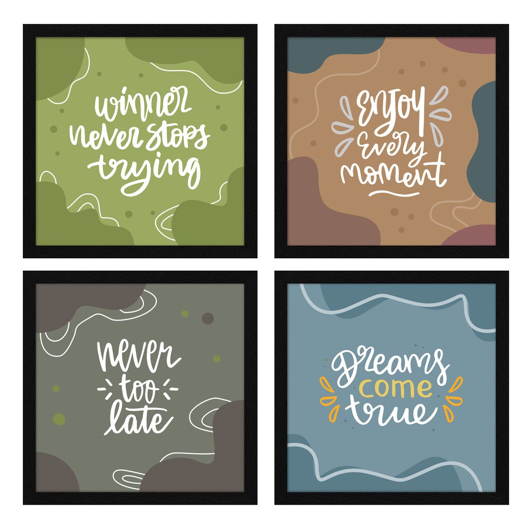 Enjoy Every Moment Motivational Quote Wall Frames, Inspirational, Set of 4, AXS4-10x10-129