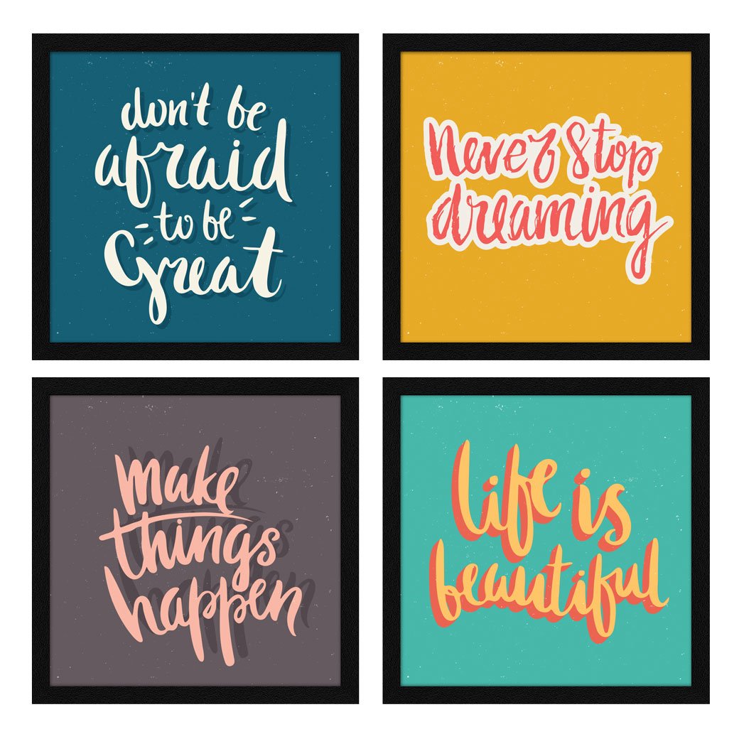 Life is Beautiful Motivational Quote Wall Frames, Inspirational, Set of 4, AXS4-10x10-130 ArtX