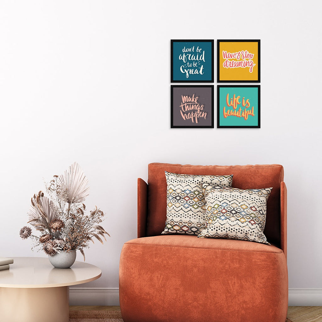 Life is Beautiful Motivational Quote Wall Frames, Inspirational, Set of 4, AXS4-10x10-130 ArtX