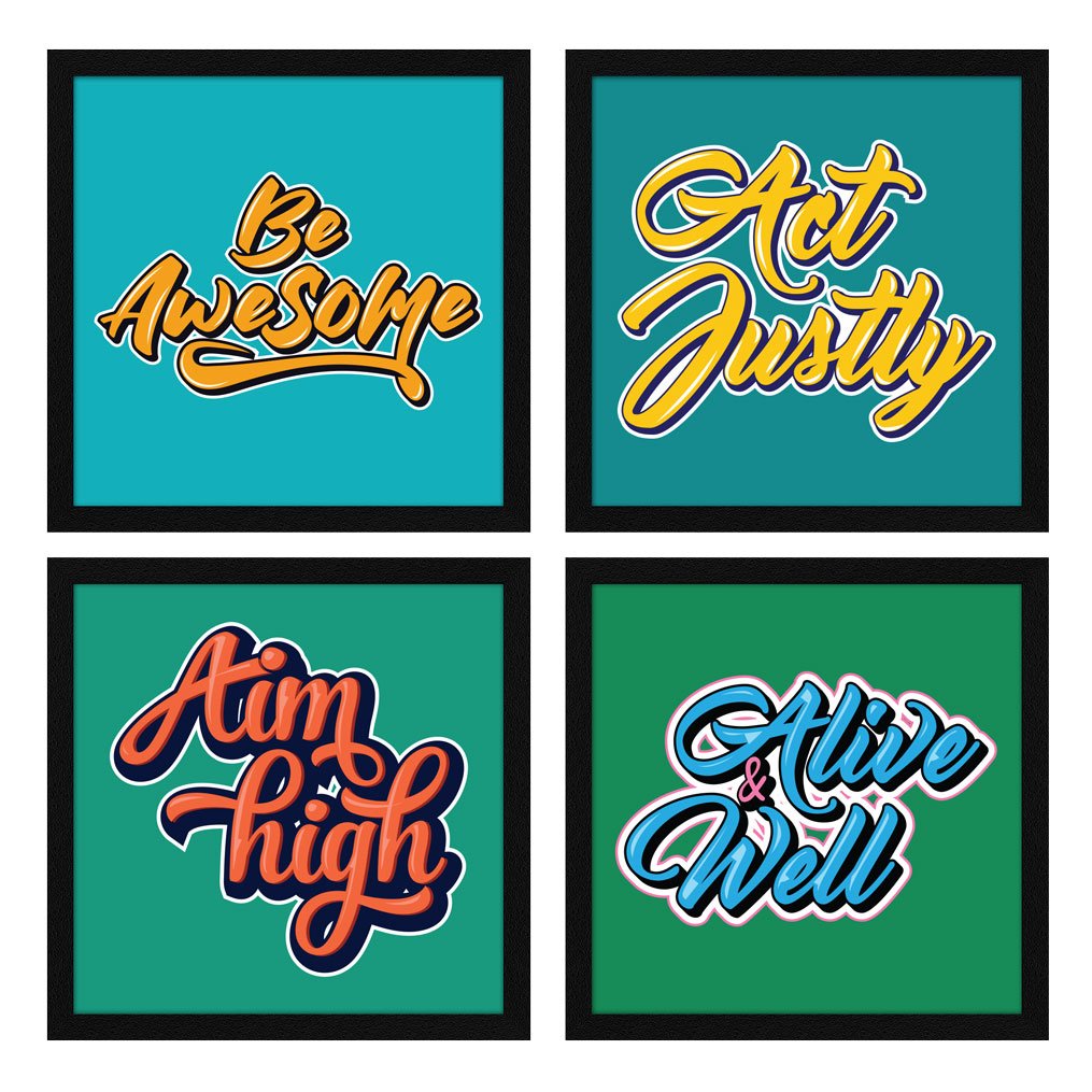Aim High Be Awesome Motivational Quote Wall Frames, Inspirational, Set of 4, AXS4-10x10-131