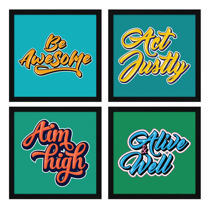 Aim High Be Awesome Motivational Quote Wall Frames, Inspirational, Set of 4, AXS4-10x10-131