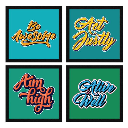 Aim High Be Awesome Motivational Quote Wall Frames, Inspirational, Set of 4, AXS4-10x10-131
