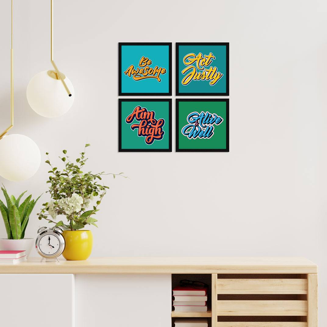 Aim High Be Awesome Motivational Quote Wall Frames, Inspirational, Set of 4, AXS4-10x10-131