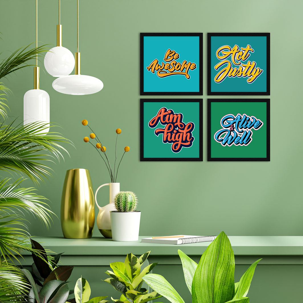 Aim High Be Awesome Motivational Quote Wall Frames, Inspirational, Set of 4, AXS4-10x10-131