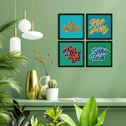 Aim High Be Awesome Motivational Quote Wall Frames, Inspirational, Set of 4, AXS4-10x10-131