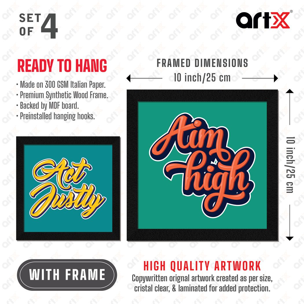 Aim High Be Awesome Motivational Quote Wall Frames, Inspirational, Set of 4, AXS4-10x10-131
