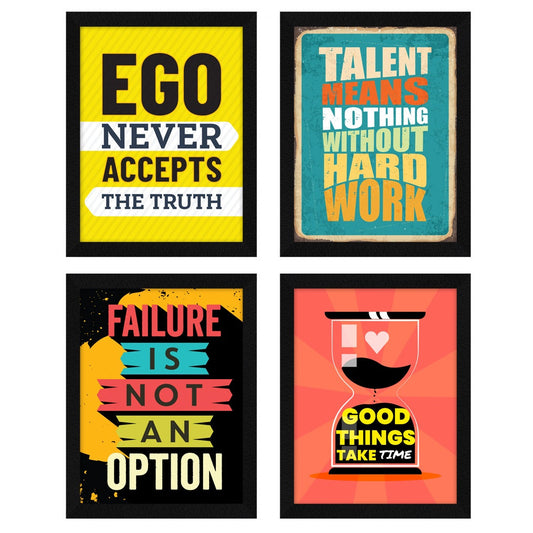 Ego Never Accepts the Truth Motivational Quote Wall Frames, Inspirational, Set of 4, AXS4-110