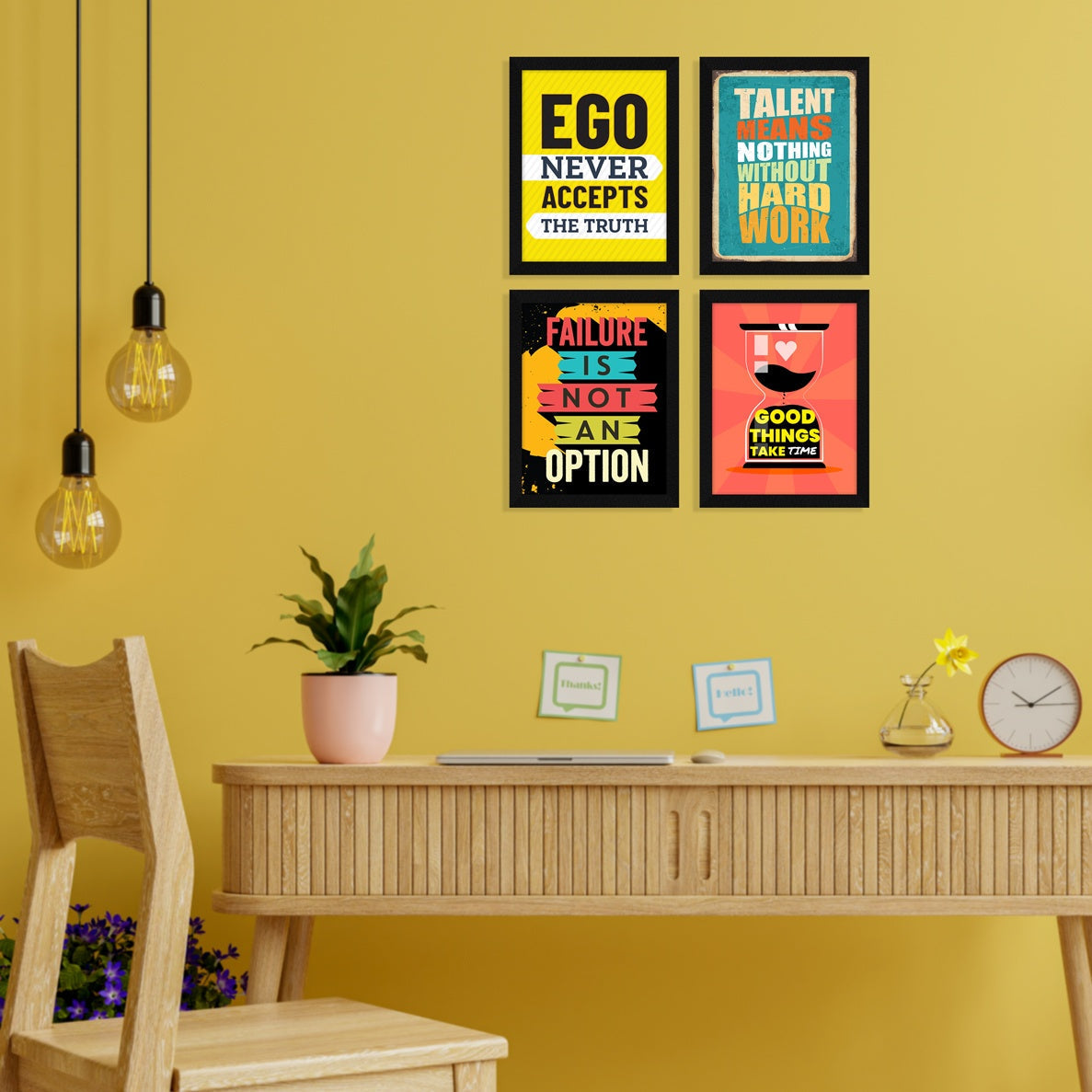 Ego Never Accepts the Truth Motivational Quote Wall Frames, Inspirational, Set of 4, AXS4-110