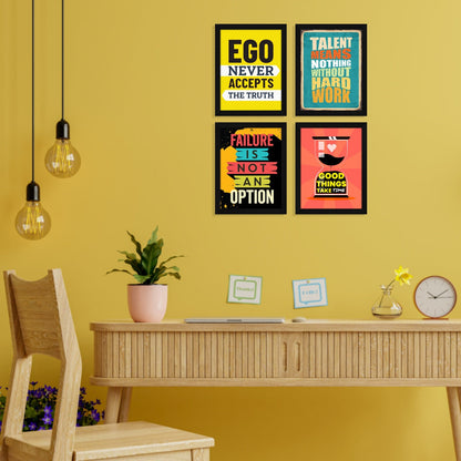 Ego Never Accepts the Truth Motivational Quote Wall Frames, Inspirational, Set of 4, AXS4-110