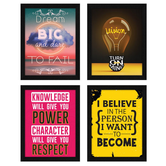 Dream Big and Dare to Fail Motivational Quote Wall Frames, Inspirational, Set of 4, AXS4-111