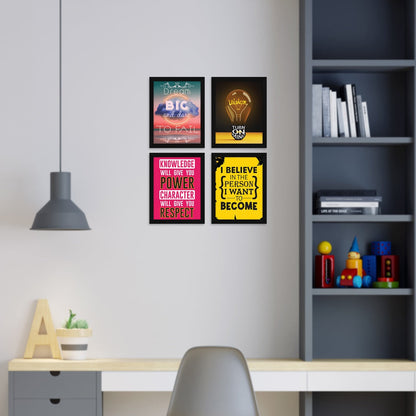 Dream Big and Dare to Fail Motivational Quote Wall Frames, Inspirational, Set of 4, AXS4-111