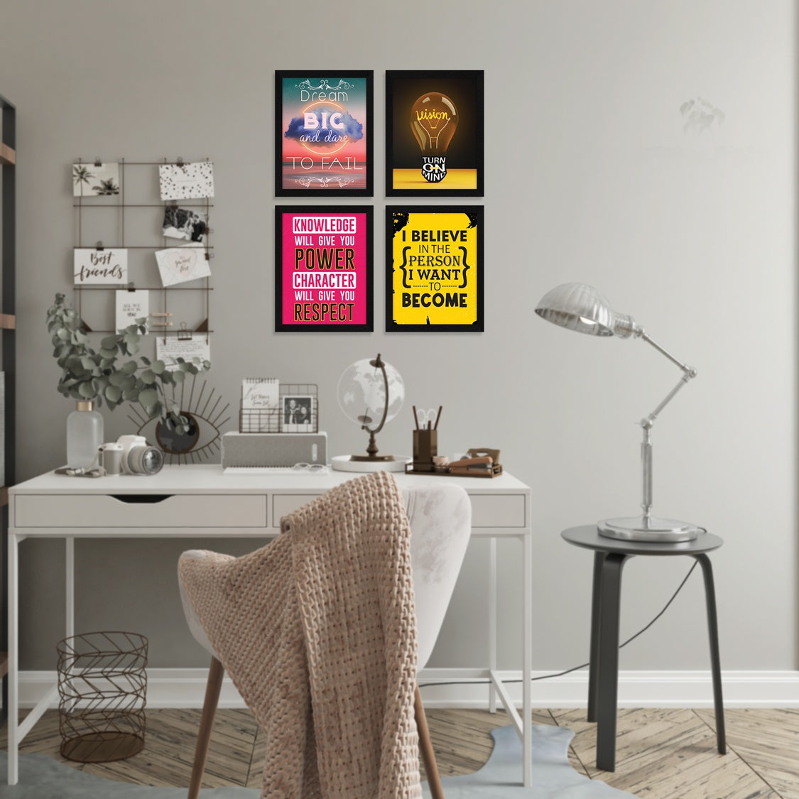 Dream Big and Dare to Fail Motivational Quote Wall Frames, Inspirational, Set of 4, AXS4-111