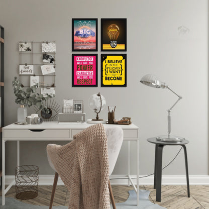 Dream Big and Dare to Fail Motivational Quote Wall Frames, Inspirational, Set of 4, AXS4-111