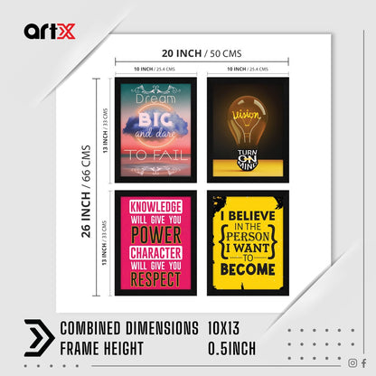 Dream Big and Dare to Fail Motivational Quote Wall Frames, Inspirational, Set of 4, AXS4-111