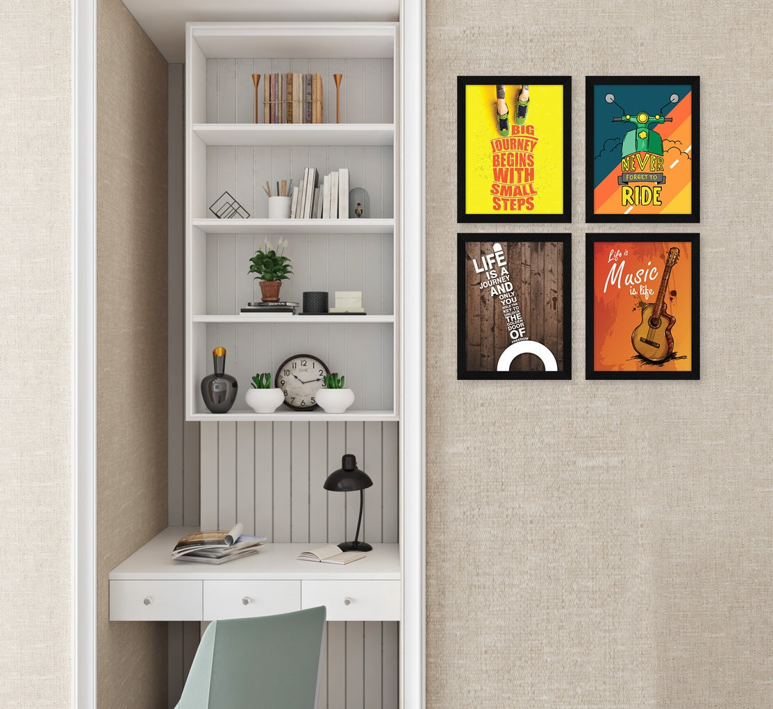Life is Music Motivational Quote Wall Frames, Inspirational, Set of 4, AXS4-112 ArtX