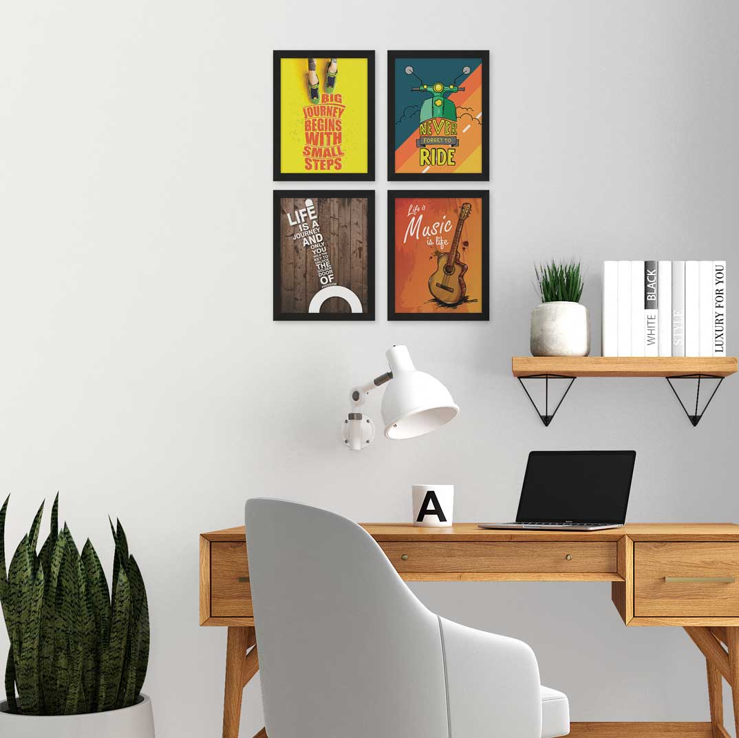 Life is Music Motivational Quote Wall Frames, Inspirational, Set of 4, AXS4-112 ArtX
