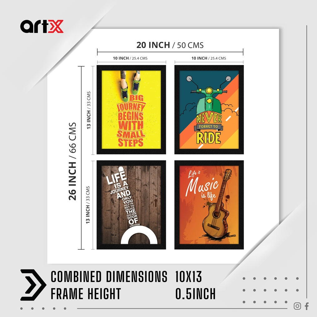 Life is Music Motivational Quote Wall Frames, Inspirational, Set of 4, AXS4-112 ArtX