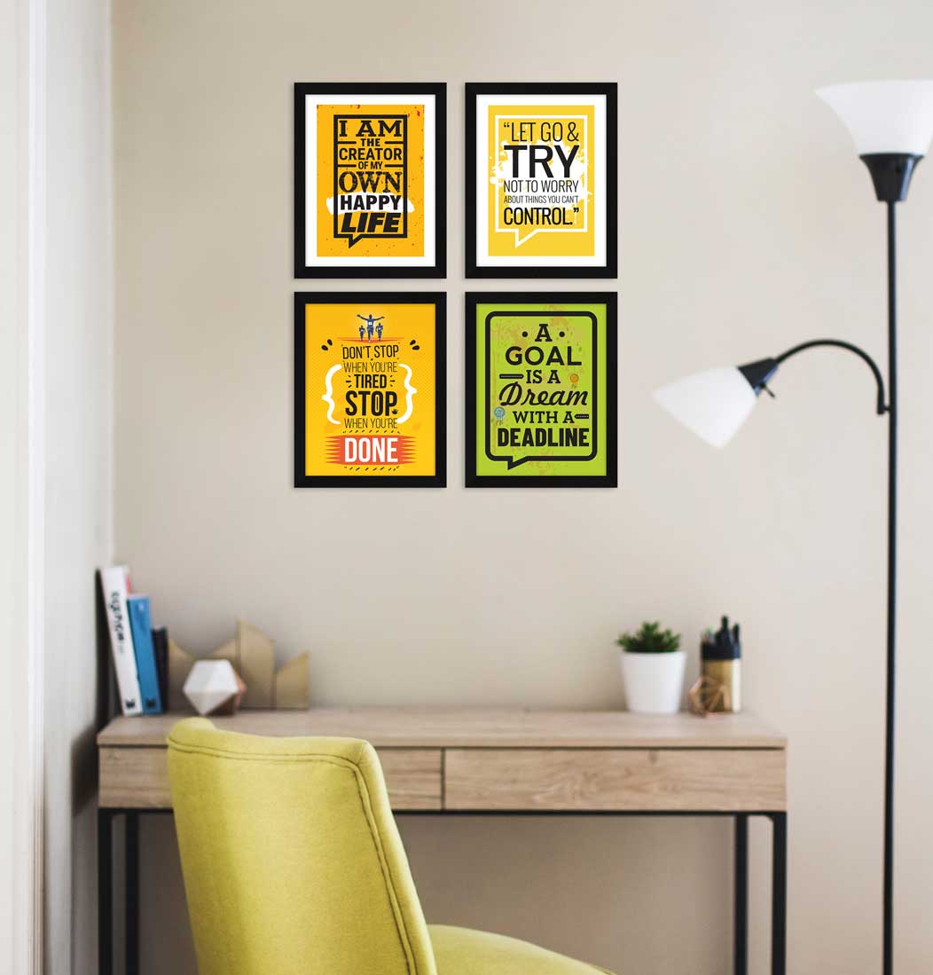 A Goal is a Dream with a Deadline Motivational Quote Wall Frames, Inspirational, Set of 4, AXS4-113