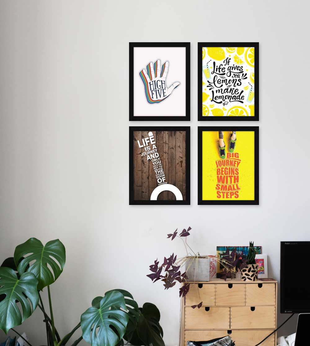 If Life Gives You Lemons Motivational Quote Wall Frames, Inspirational, Set of 4, AXS4-114 ArtX
