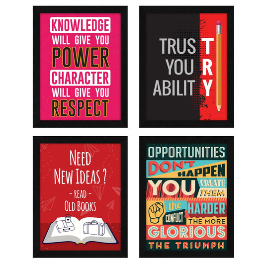 Need New Ideas Read Old Books Motivational Quote Wall Frames, Inspirational, Set of 4, AXS4-115