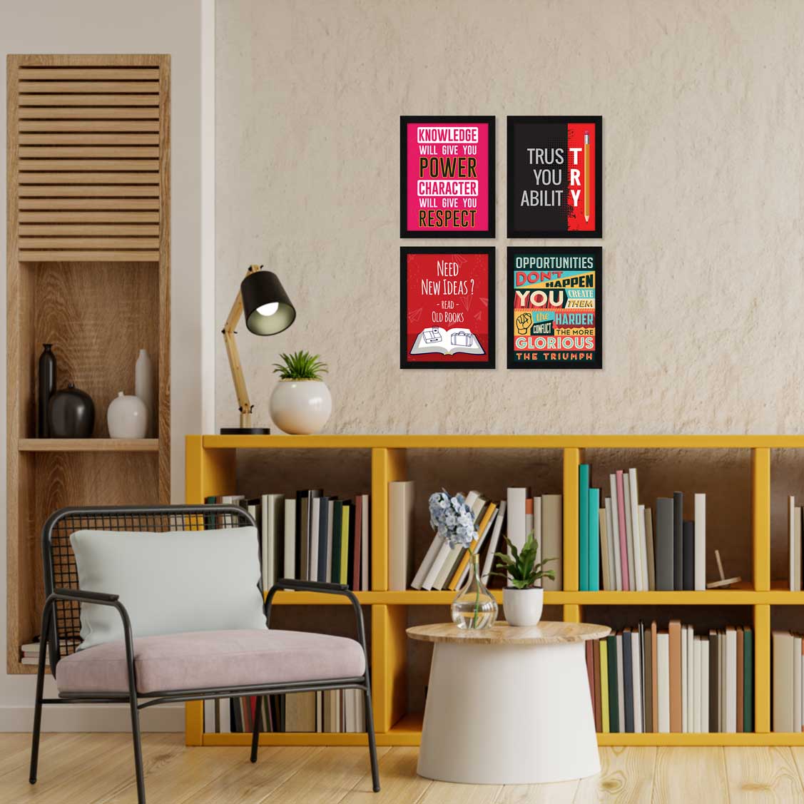 Need New Ideas Read Old Books Motivational Quote Wall Frames, Inspirational, Set of 4, AXS4-115 ArtX