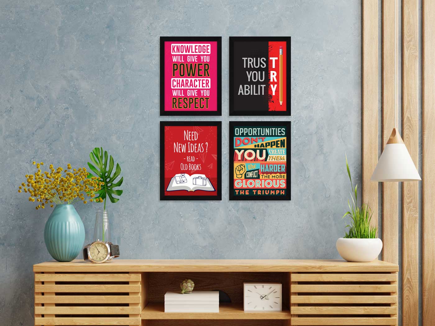 Need New Ideas Read Old Books Motivational Quote Wall Frames, Inspirational, Set of 4, AXS4-115 ArtX
