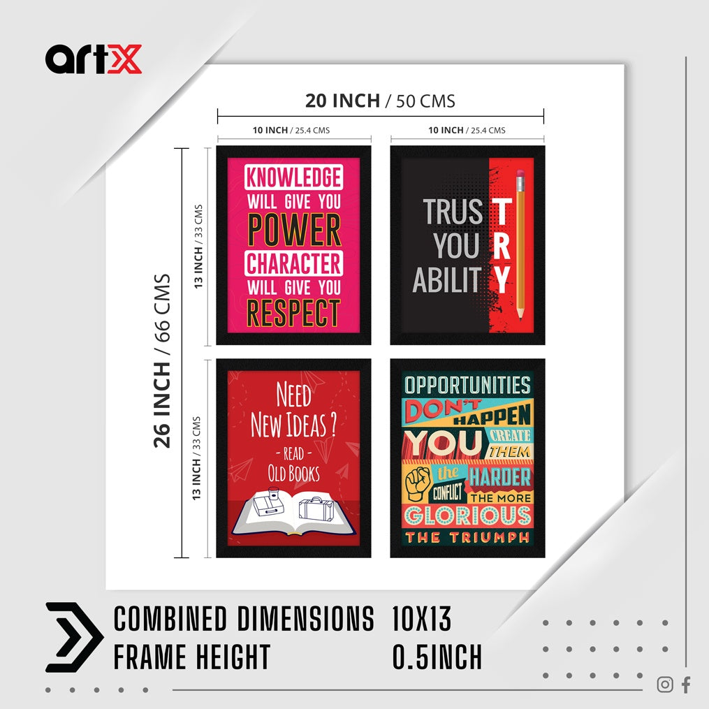 Need New Ideas Read Old Books Motivational Quote Wall Frames, Inspirational, Set of 4, AXS4-115 ArtX