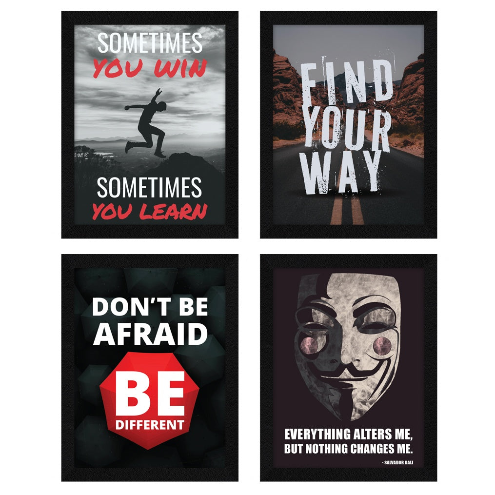 Sometime You Win Sometimes You Learn Motivational Quote Wall Frames, Inspirational, Set of 4, AXS4-117