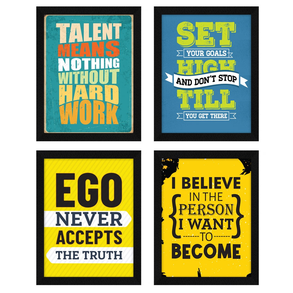 Ego Never Accepts the Truth Motivational Quote Wall Frames, Inspirational, Set of 4, AXS4-118