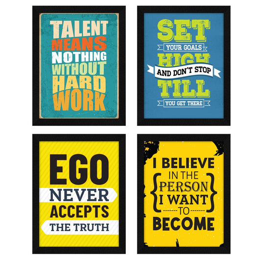Ego Never Accepts the Truth Motivational Quote Wall Frames, Inspirational, Set of 4, AXS4-118