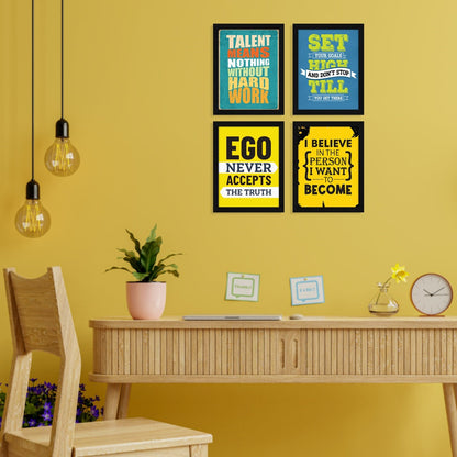 Ego Never Accepts the Truth Motivational Quote Wall Frames, Inspirational, Set of 4, AXS4-118