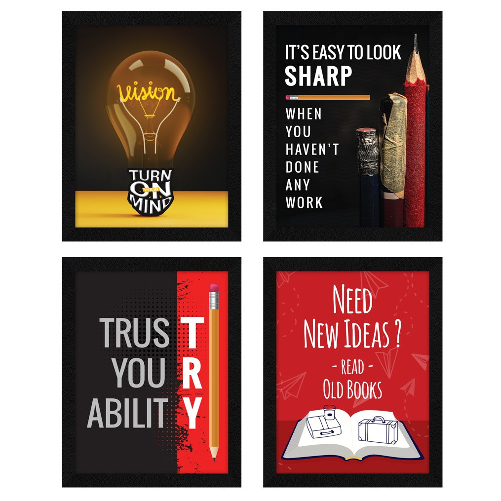It is Easy to Look Sharp Motivational Quote Wall Frames, Inspirational, Set of 4, AXS4-119 ArtX