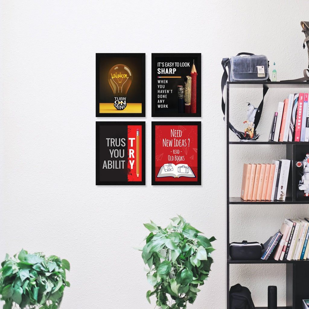 It is Easy to Look Sharp Motivational Quote Wall Frames, Inspirational, Set of 4, AXS4-119 ArtX
