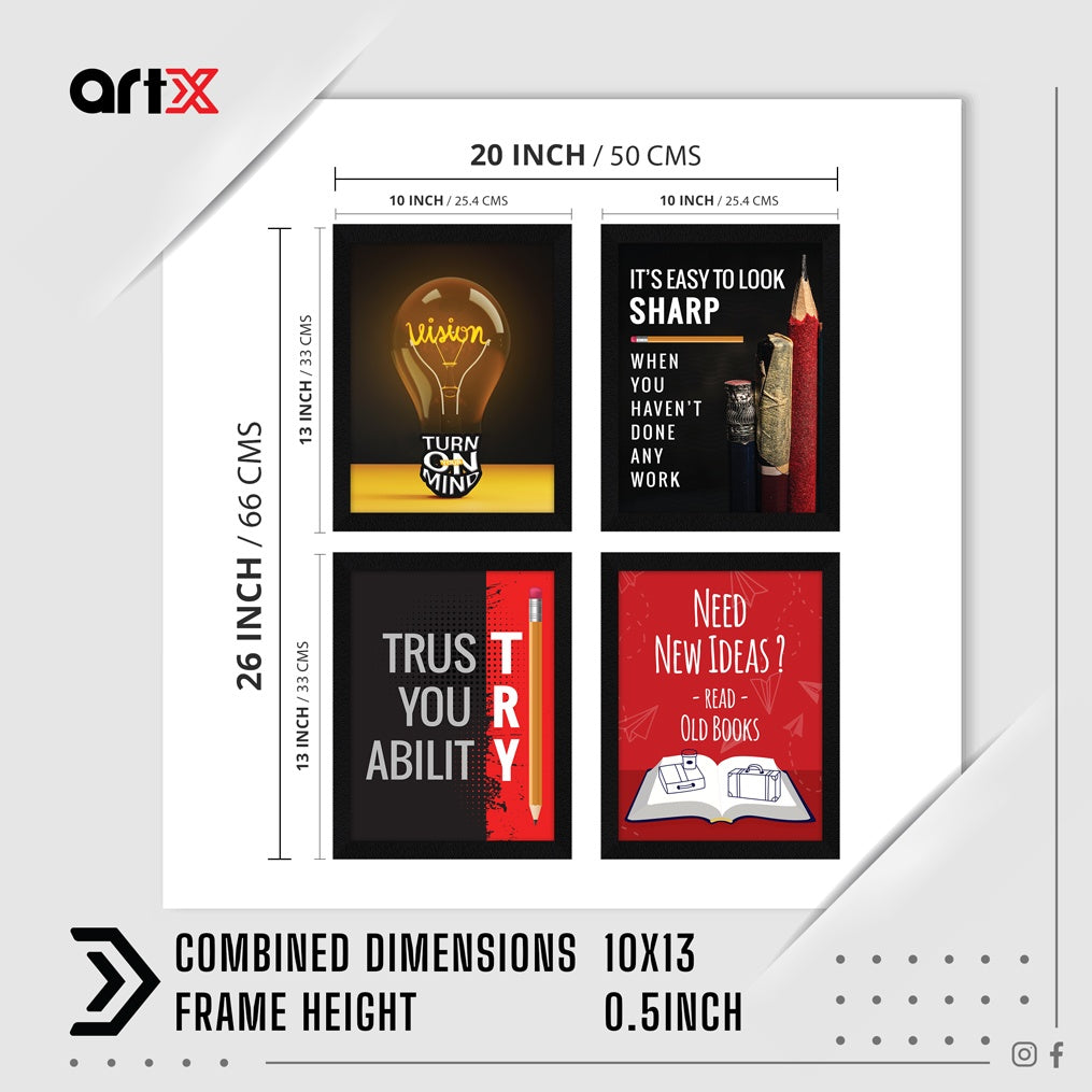 It is Easy to Look Sharp Motivational Quote Wall Frames, Inspirational, Set of 4, AXS4-119 ArtX