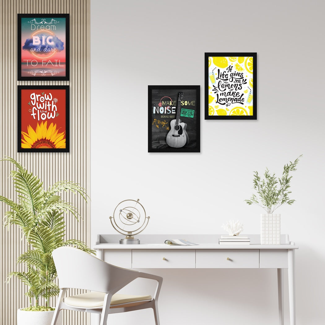 Make Some Noise Music Motivational Quote Wall Frames, Inspirational, Set of 4, AXS4-120 ArtX