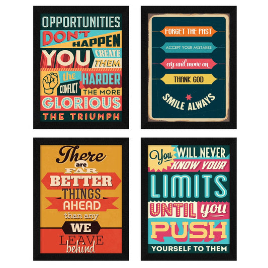 You Will Never Know Your Limits Motivational Quote Wall Frames, Inspirational, Set of 4, AXS4-122