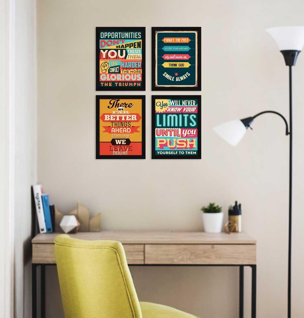 You Will Never Know Your Limits Motivational Quote Wall Frames, Inspirational, Set of 4, AXS4-122