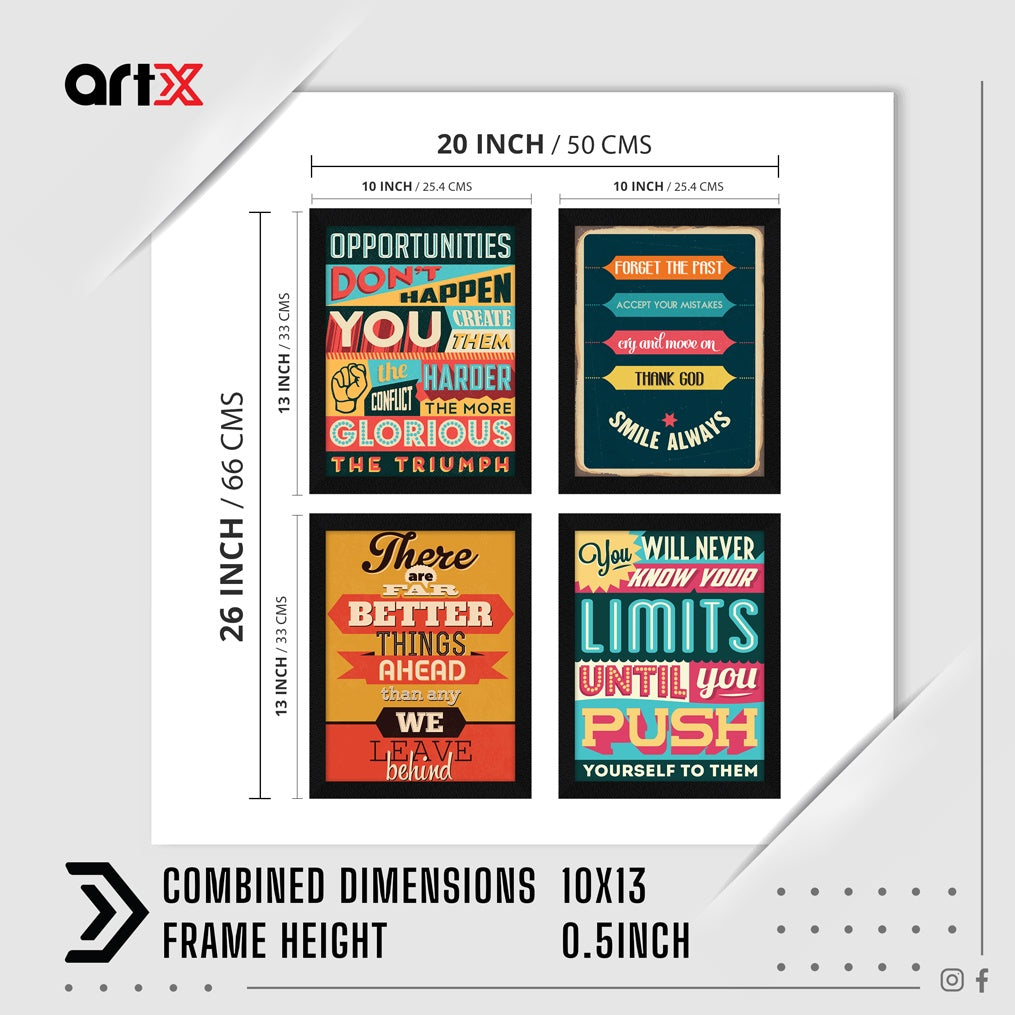 You Will Never Know Your Limits Motivational Quote Wall Frames, Inspirational, Set of 4, AXS4-122