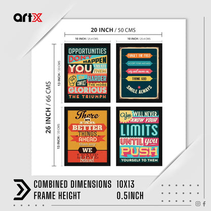 You Will Never Know Your Limits Motivational Quote Wall Frames, Inspirational, Set of 4, AXS4-122